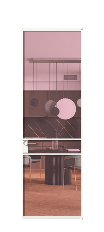 Алюминиевая дверь АЛПЛ040.02 Алюминий Белый Прозрачное розовое стекло, триплекс Цена 138970  | Volhovec