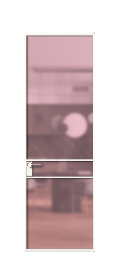 Алюминиевая дверь АЛПЛ040.02 Алюминий Белый Сатинированное розовое стекло, триплекс Цена 138970  | Volhovec