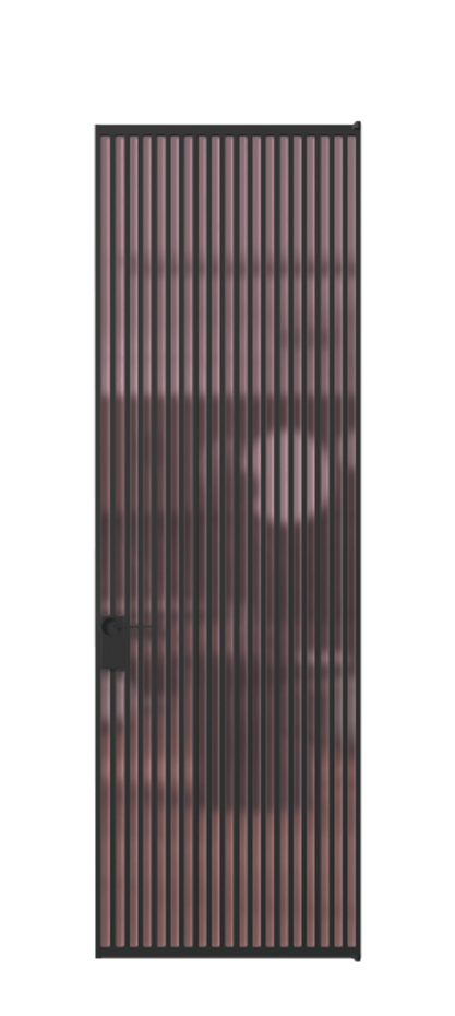 Алюминиевая дверь АЛПЛ040.06 Алюминий Черный Сатинированное розовое стекло, триплекс Цена 221770  | Volhovec