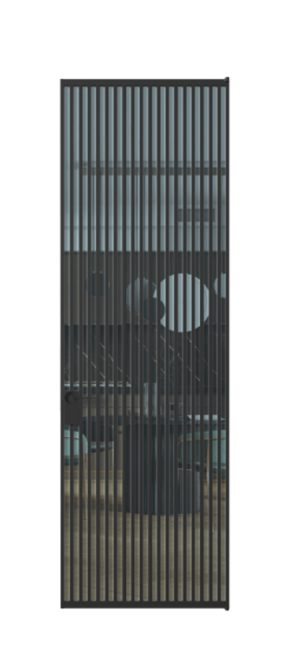 Алюминиевая дверь АЛПЛ040.06 Алюминий Черный Прозрачное голубое стекло, триплекс Цена 221770  | Volhovec