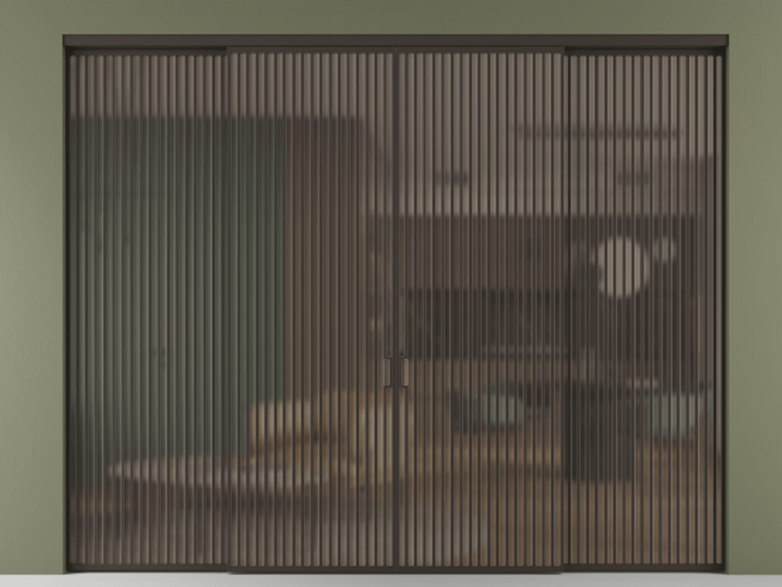 Перегородка Формато внутри проёма 4 створки АЛПР 040.06 Алюминий антрацит Сатинированное бронзовое стекло, триплекс. Цена 789200 ₽ 1. Полотно 4 шт. (800/2100 мм)
2. Комплект установки раздвижной системы
3. Базовый комплект фурнитуры
4.Ручка Рондо. Фабрика дверей Волховец 8 (800) 551 43 19 Перегородка Формато внутри проёма 4 створки АЛПР 040.06 Алюминий антрацит Сатинированное бронзовое стекло, триплекс Цена 789200 ₽ | Volhovec