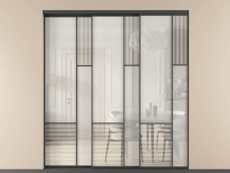 Перегородка Мозаик внутри проёма 3 створки с синхронным механизмом