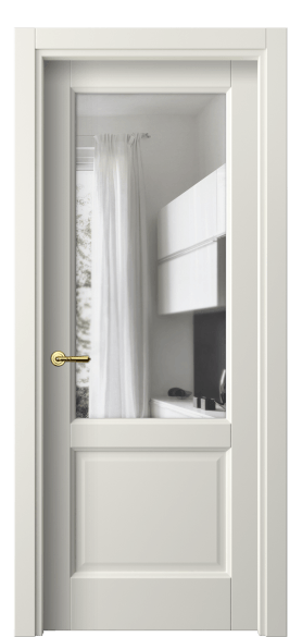 Дверь межкомнатная 1422 МЖМ Прозрачное стекло. Цвет Матовый жемчужный. Материал Гладкая эмаль. Коллекция Галант. Картинка.